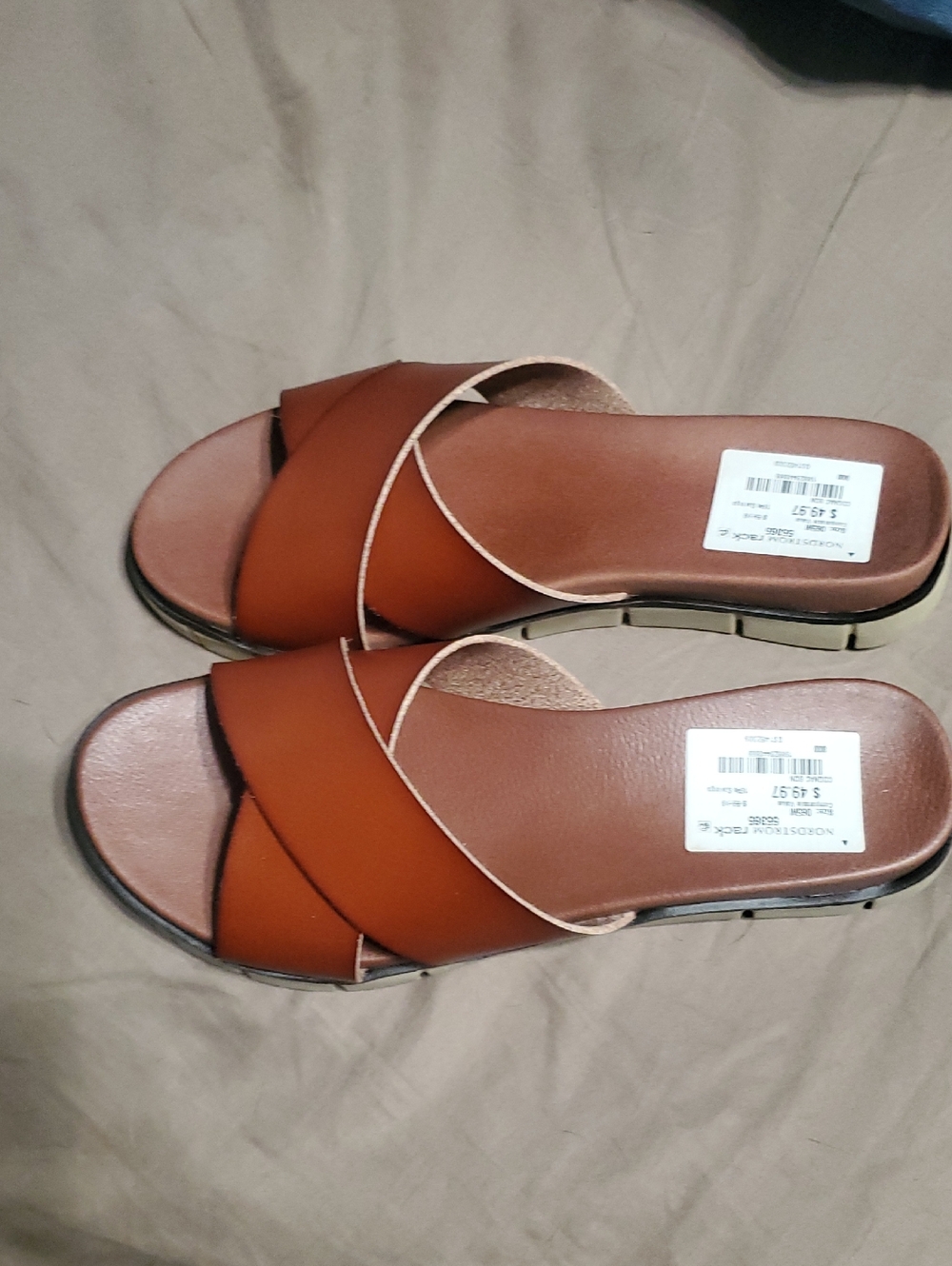 Nordstrom Brown Cross-Strap Slide Mules